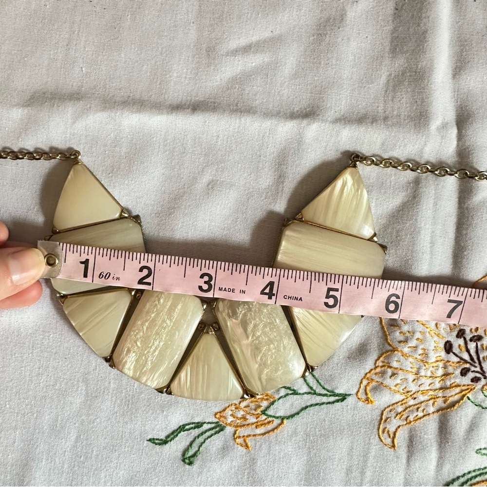 Talbots Faux Mother of Pearl Crescent Statement Necklace - Picture 8 of 10